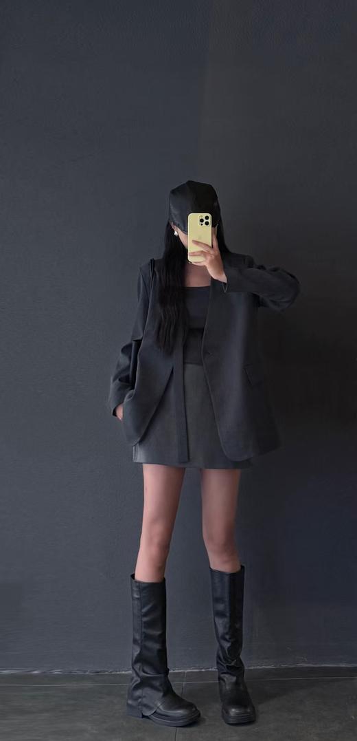 在熙Jaehee女装极简大V领西装外套5725/设计师款裙裤8098 商品图0