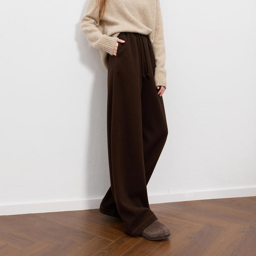 三彩2025冬季新款慵懒休闲长裤松紧高腰宽松阔腿裤垂感显瘦M 商品图1