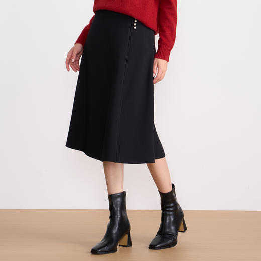 EITIE爱特爱气质优雅通勤纯色不对称百搭A字裙半身裙2025秋冬新款D2506901 商品图1