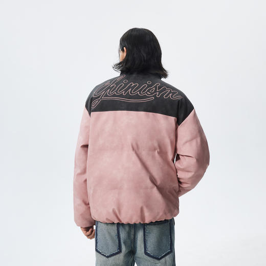 CHINISM赤尘 灰粉色拼接立领岩纹棉服男冬季加厚棉衣外套美式棉袄 商品图3