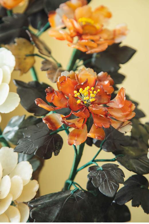 独角鹿西洋古董 20世纪中国创汇时期出品传统花卉纹景泰蓝盆装饰「富贵牡丹」珍宝像生盆景 商品图3