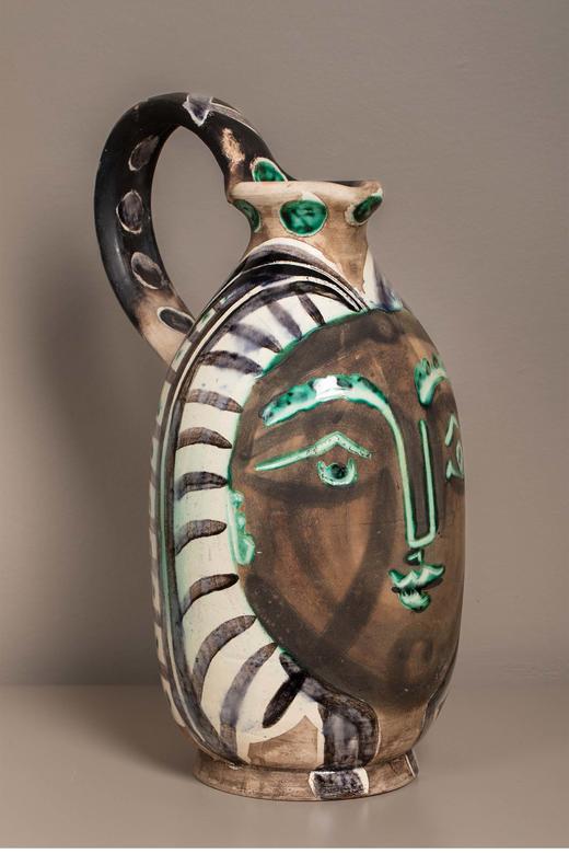 独角鹿西洋古董 西班牙艺术巨匠毕加索与法国Madoura工坊合作出品限量装饰陶瓶「Femme du Barbu 胡子男的女人」 商品图3