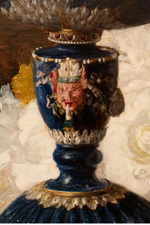 独角鹿西洋古董 1882年代法国画家Blaise Desgoffe签名创作静物主题油画作品《卢浮宫的青金石宝船》 商品图4