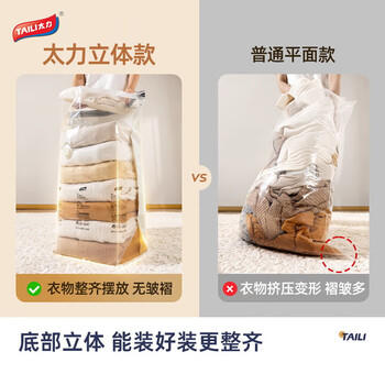 太力免抽气真空压缩袋收纳袋幼儿园被子衣服搬家密封收纳袋立体6件套 商品图7
