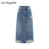 拉夏贝尔/La Chapelle新款高腰显瘦牛仔半身裙女中长款a字后开叉裙子 商品缩略图0