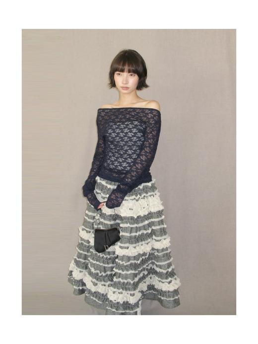 Kaiy Xiao 魔法系列 羊毛蛋糕重工奶油褶长裙 商品图3