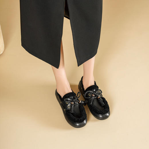 Westory2025年冬季羊毛里垫保暖乐福鞋休闲轻便毛毛鞋W25DM85731 商品图5