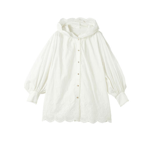 谜底大廓形衬衣长袖2025冬新品重工刺绣蕾丝花边衬衫女254MC1700 商品图4