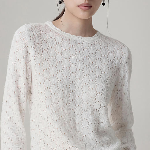 【林栖设计小店】镂空毛织上衣肌理感优雅百搭宽松显瘦2025秋季新款毛衣女G1954170 商品图3