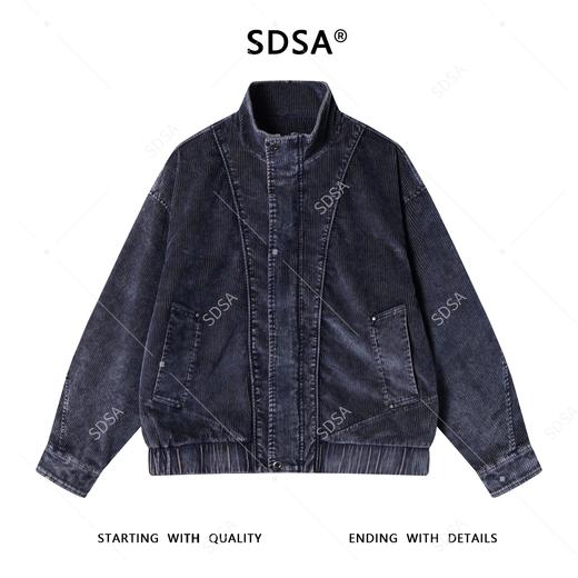 J59201SDSA男士秋冬新款痞帅男装做旧竖纹立领拉链夹克百搭时尚休闲外套 商品图1