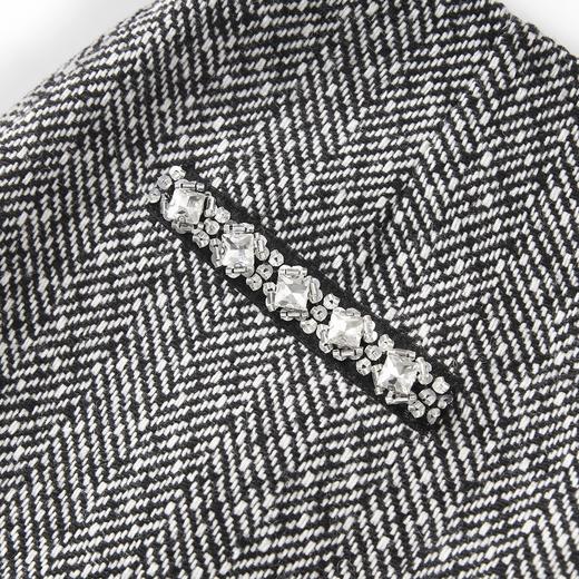 「高货wl」全新升级【铂金会员367/天猫499/差价132】(99454)洛诗琳轻奢小香风羊毛混纺外套重工钉钻A字半身裙两件套 商品图3