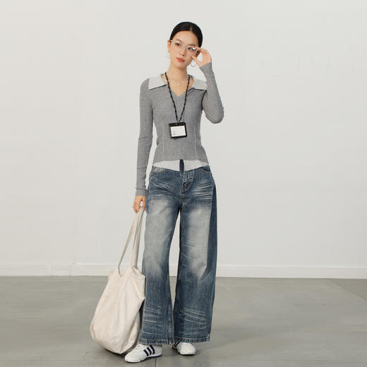 极简撞色翻领针织衫-纪念日百货门店同款164294164 商品图3