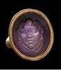 独角鹿西洋古董 意大利出品18K黄金戒托镶嵌美杜莎肖像主题紫水晶凹雕戒指 商品缩略图2