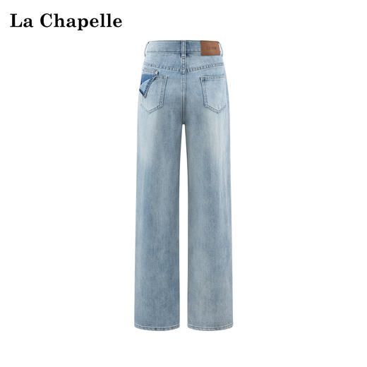 天猫同步【懒人时髦精必备！】拉夏贝尔/La Chapelle破洞直筒牛仔裤女高街时髦宽松显瘦长裤 商品图1