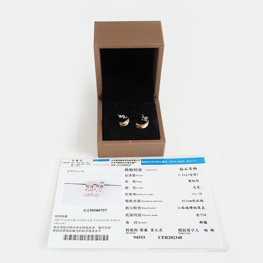 【天然正品】AU750双色金简约时尚群镶0.056克拉钻石耳钉300825NJS21 现售价：2380 商品图1