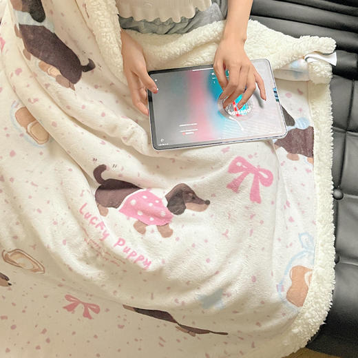 A类秋冬新款可爱风高克重加厚牛奶绒羊羔绒多功能毛毯沙发午睡毯 商品图3