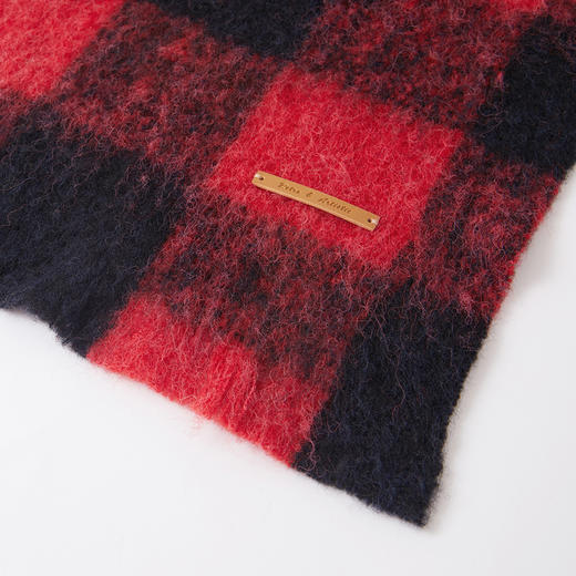 谜底红色格子围巾2025冬季新品复古格纹羊毛混纺围脖女254MQ1962 商品图3