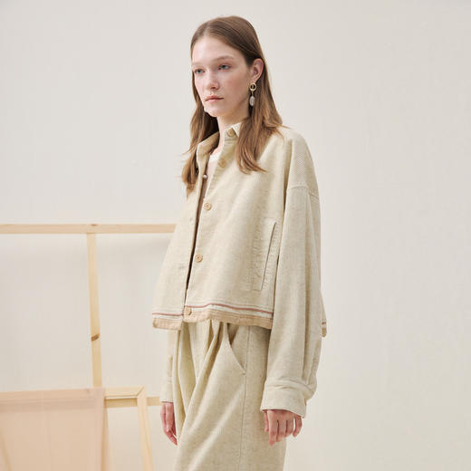 谜底短外套长袖2025年冬季新品复古灯芯绒斑驳感拼接女254MW1624 商品图1