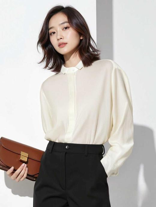 【秋新品）古泥品牌7537 53%天丝麻纱手感衬衫-喜出 商品图1