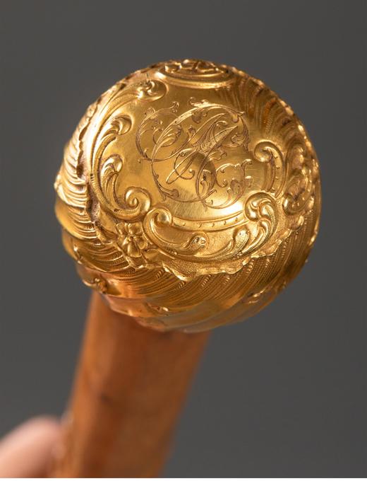 独角鹿西洋古董 法国出品花押字母黄金精雕杖柄装饰埃菲尔铁塔主题木雕杖身定制款古董手杖 商品图4