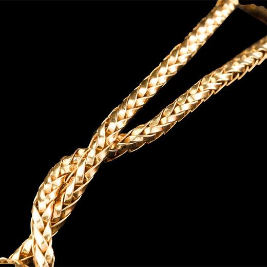 独角鹿西洋古董 1940年代法国珠宝世家Mauboussin出品18K黄金镶嵌钻石花朵造型编织纹理项链 商品图3