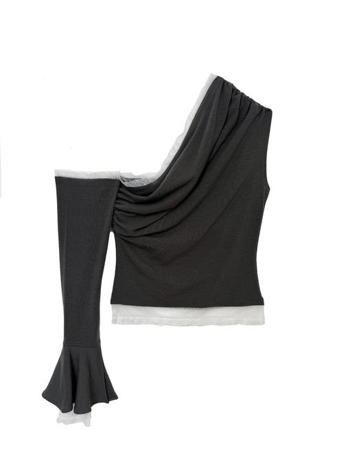 Kaiy Xiao 魔法系列 蕾丝花边斜肩长袖上衣 商品图5