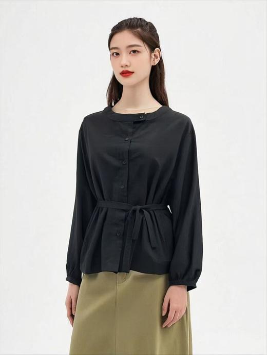 11.11直降到底！！【秋新品】古泥/亦文7765压皱面料系带长袖小衫-喜出 商品图3