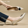 西遇细跟尖头单鞋女新款秋季法式方扣不累脚高跟鞋浅口猫跟鞋V1857132 商品缩略图2