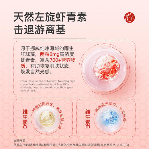 VEL挪威进口虾青素口服胶囊雨生红球藻弹润焕白女士抗非氧化衰老 商品图7