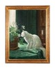 独角鹿西洋古董 德裔匈牙利画家Arthur Heyer签名创作白猫嗅花主题布面油画客厅装饰画 商品缩略图0