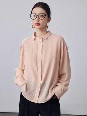 【秋新品）古泥品牌7537 53%天丝麻纱手感衬衫-喜出