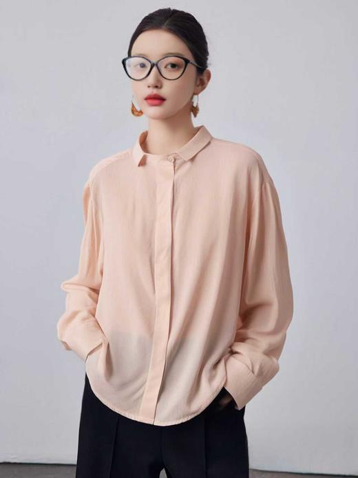 【秋新品）古泥品牌7537 53%天丝麻纱手感衬衫-喜出 商品图0