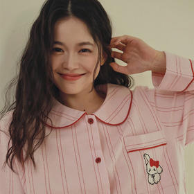 2025秋新款！纯棉磨毛条纹可爱长耳兔卡通宽松家居服 全棉睡衣套装冬季女士