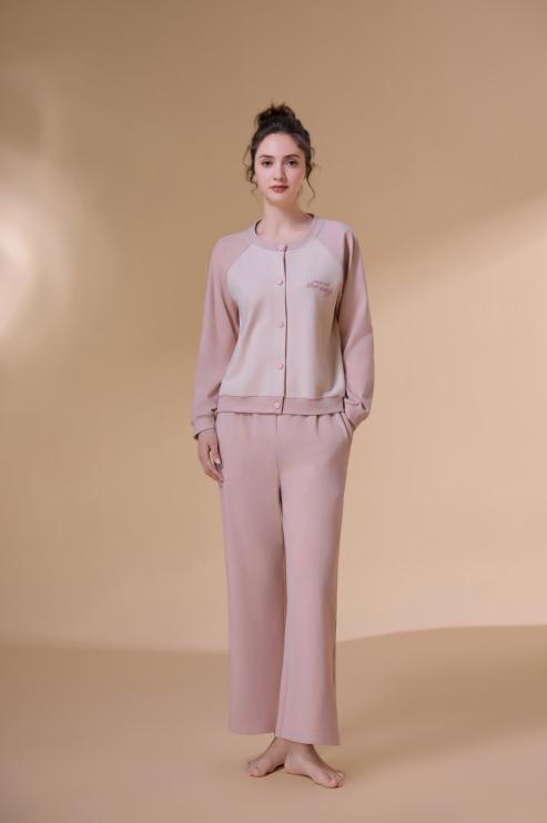 【第二件 0 元｜ 满2件 5 折】【秀黛】男款/女款撞色开衫套装男士/女士春秋长袖睡衣家居服S3550019TS3551022T【门店同款】 商品图10