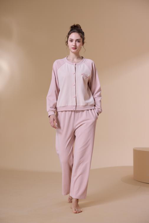 【第二件 0 元｜ 满2件 5 折】【秀黛】男款/女款撞色开衫套装男士/女士春秋长袖睡衣家居服S3550019TS3551022T【门店同款】 商品图6