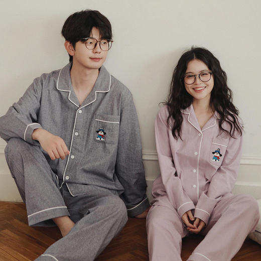 2025秋新款！情侣款纯棉磨毛家居服套装 全棉长袖男士秋季可外出新款情侣睡衣冬天 商品图0