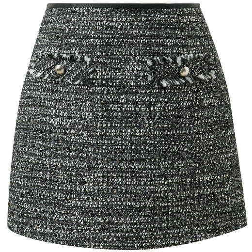 三彩2025冬季新款香风粗花呢半身裙A字裙短裙优雅M 商品图4