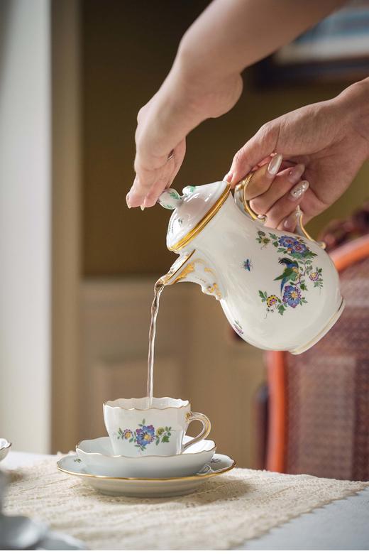 【已售】独角鹿西洋古董 德国著名瓷窑梅森Meissen出品印度岩石花鸟系列主题手绘描金装饰六人下午茶瓷器套件 商品图2