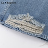 拉夏贝尔/La Chapelle新款高腰显瘦牛仔半身裙女中长款a字后开叉裙子 商品缩略图2