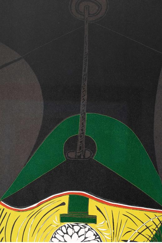 独角鹿西洋古董 1962年西班牙艺术大师创作出品限量麻胶版画作品《灯下静物》 商品图4