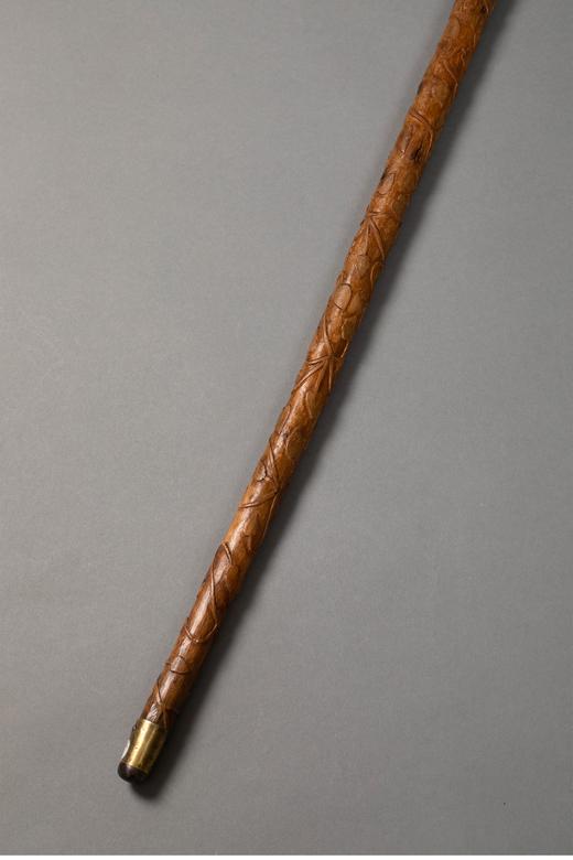 独角鹿西洋古董 法国出品花押字母黄金精雕杖柄装饰埃菲尔铁塔主题木雕杖身定制款古董手杖 商品图5