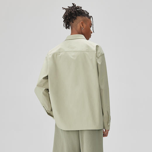 CHINISM CH纯色简约梭织长袖翻领衬衫男美式水洗潮牌休闲衬衣外套 商品图2