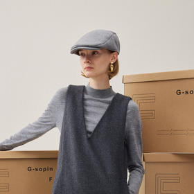 谜底前进帽2025冬季新品羊毛混纺立体帽灰色百搭帽子女254MQ1951