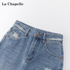 拉夏贝尔/La Chapelle新款高腰显瘦牛仔半身裙女中长款a字后开叉裙子 商品缩略图4
