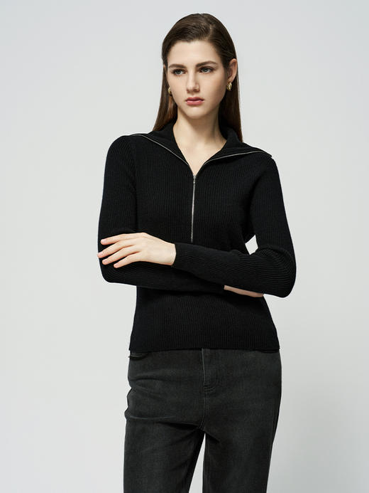 【坑条纹羊绒套衫】羊绒世家秋冬新品女士100%山羊绒修身显瘦针织毛衣 商品图1