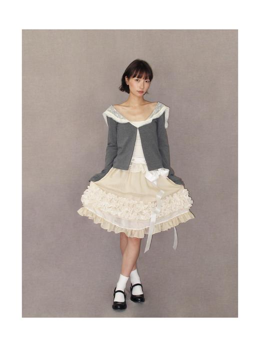 Kaiy Xiao 魔法系列 花边蛋糕双层天丝半裙（蝴蝶结可拆卸） 商品图0