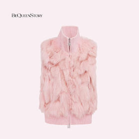 余潇潇【甜宠千金】轻奢时尚保暖拼狐狸毛绵羊皮螺纹设计立领马甲