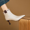 【预售5天】简约风小羊皮拼色细跟小短靴，尖头高跟短筒时装靴春秋单靴DB&M6579 商品缩略图0