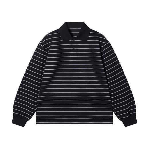 T633SDSA男士秋冬新款痞帅男装简约撞色条纹polo领长袖卫衣百搭宽松 商品图1