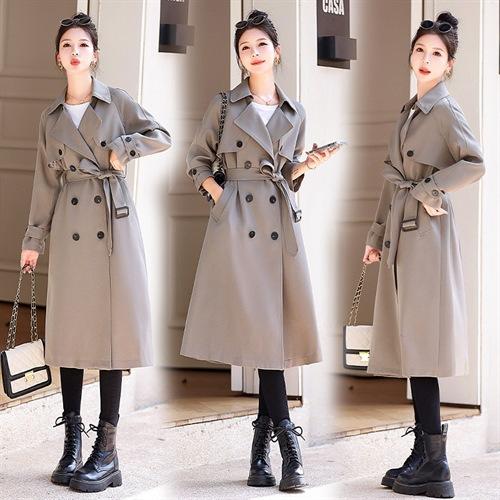 双排扣风衣外套气质宽松，英伦风中长款拼色大衣NJL9231-1 商品图3